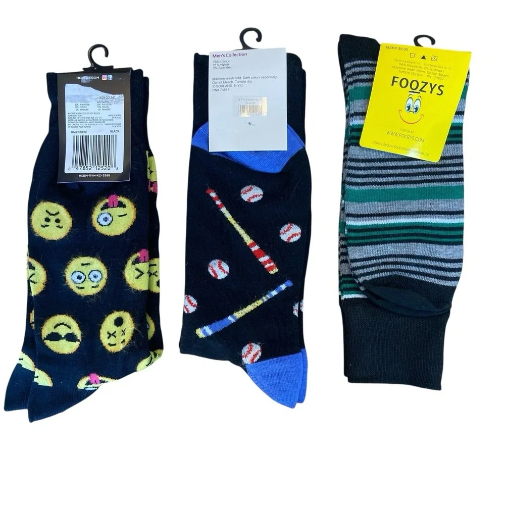 Men's HOTSOX, FOOZYS,‎ DAVCO Lot Of 3 Pairs Of Socks Size 10-13 New